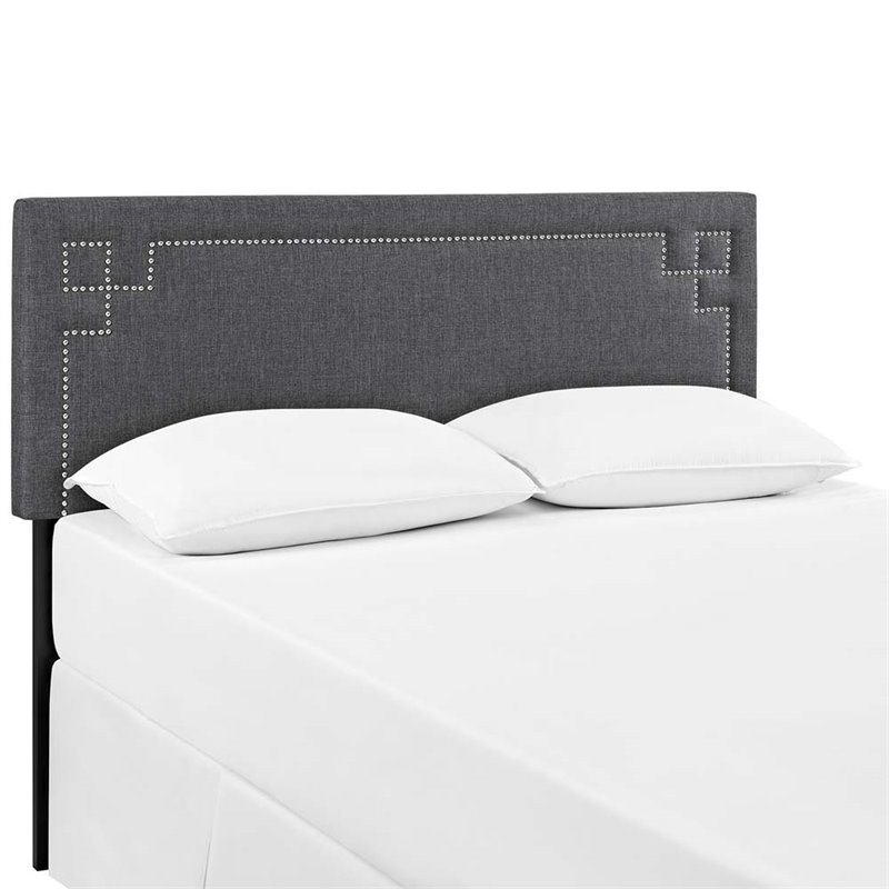 Hawthorne Collection Fabric Upholstered Queen Headboard in Gray