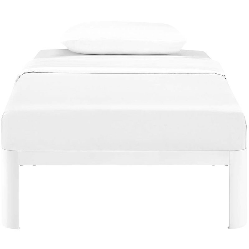 Hawthorne Collections Modern Metal Twin Platform Bed in White