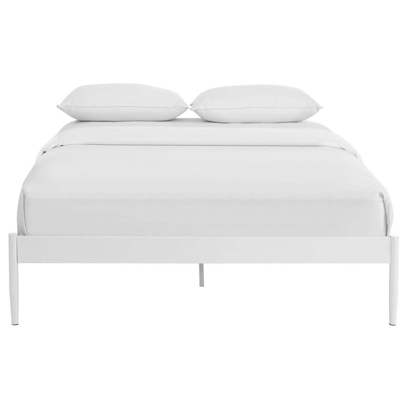 Hawthorne Collections Modern Metal Full Platform Bed in White