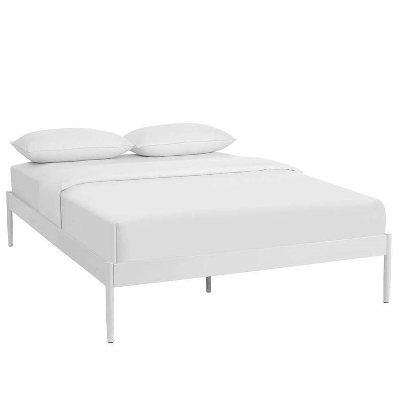 Hawthorne Collections Modern Metal Full Platform Bed in White