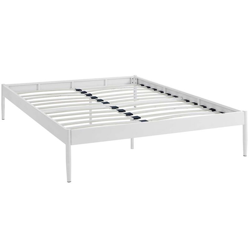 Hawthorne Collections Modern Metal Queen Platform Bed in White