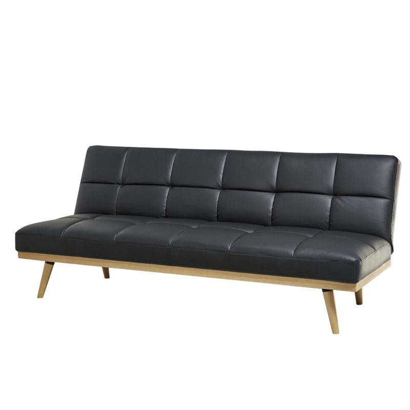 Hawthorne Collections Bonded Leather Convertible Sleeper Sofa In Hawthorne Collections Bonded Leather Convertible Sleeper Sofa In Black