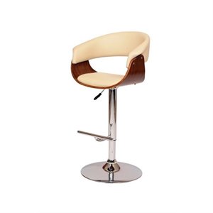Hawthorne Collections Swivel Bar Stool in Cream and Walnut
