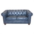Hawthorne Collections Vintage Leather Loveseat in Antique Blue