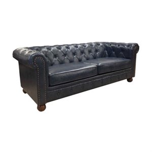 hawthorne collections vintage leather sofa in antique blue