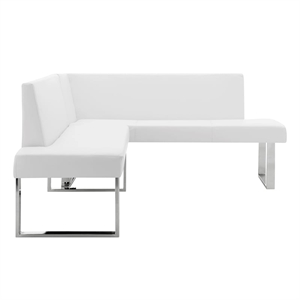 Hawthorne Collections Modern Faux Leather Sectional Sofa in White/Chrome
