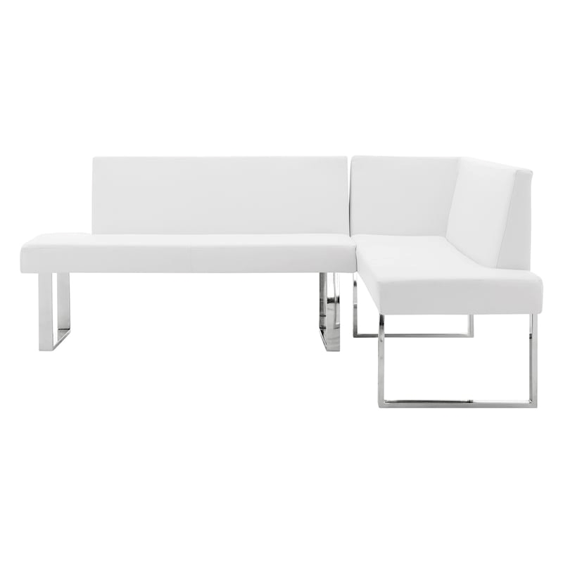 Hawthorne Collections Modern Faux Leather Sectional Sofa in White/Chrome