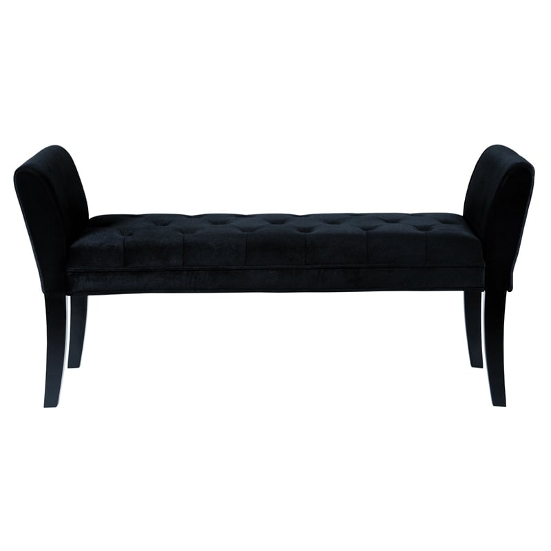 Hawthorne Collections Tufted Velvet Living Room Bench in Black