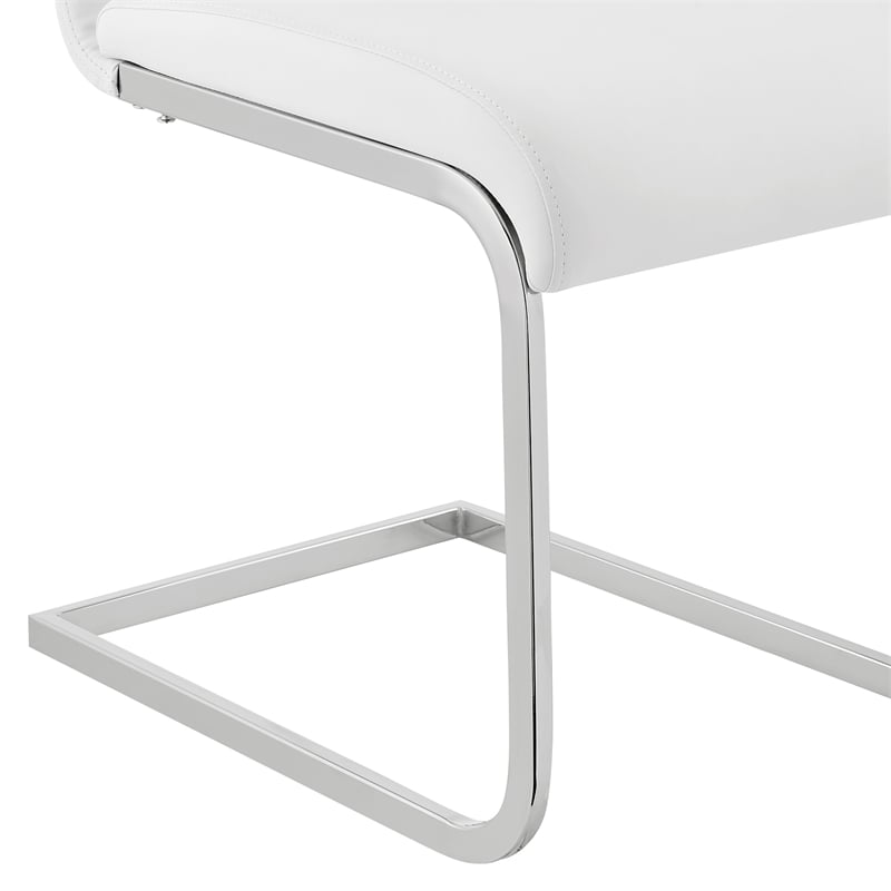 Hawthorne Collections Modern Faux Leather Dining Chair in White (Set of 2)
