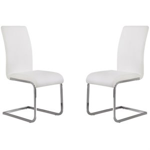 Hawthorne Collections Faux Leather Dining Chair in White (Set of 2)