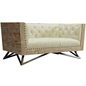 hawthorne collections tufted fabric loveseat in cream