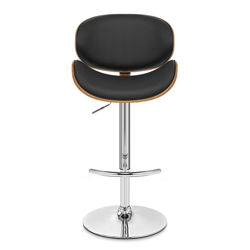 Hawthorne Collections Faux Leather Adjustable Bar Stool in Black