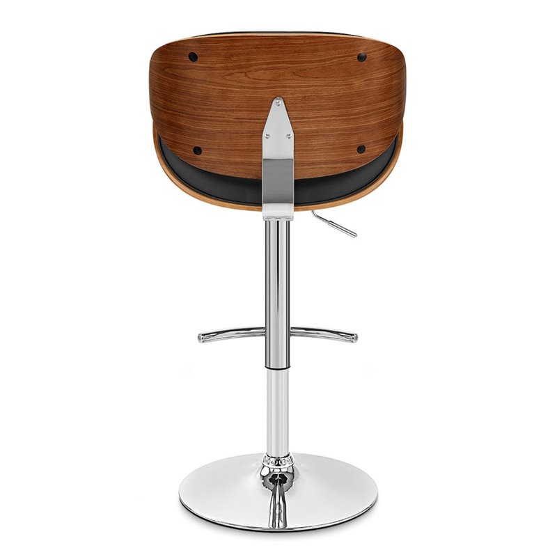 Hawthorne Collections Faux Leather Adjustable Bar Stool in Black