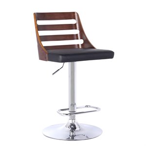 Hawthorne Collections Faux Leather Adjustable Bar Stool in Black