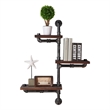 Hawthorne Collections Modern Metal Wall Display Shelf in Gray/Walnut