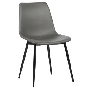 Hawthorne Collections 17&quot Modern Faux Leather & Metal Dining Side Chair in Gray