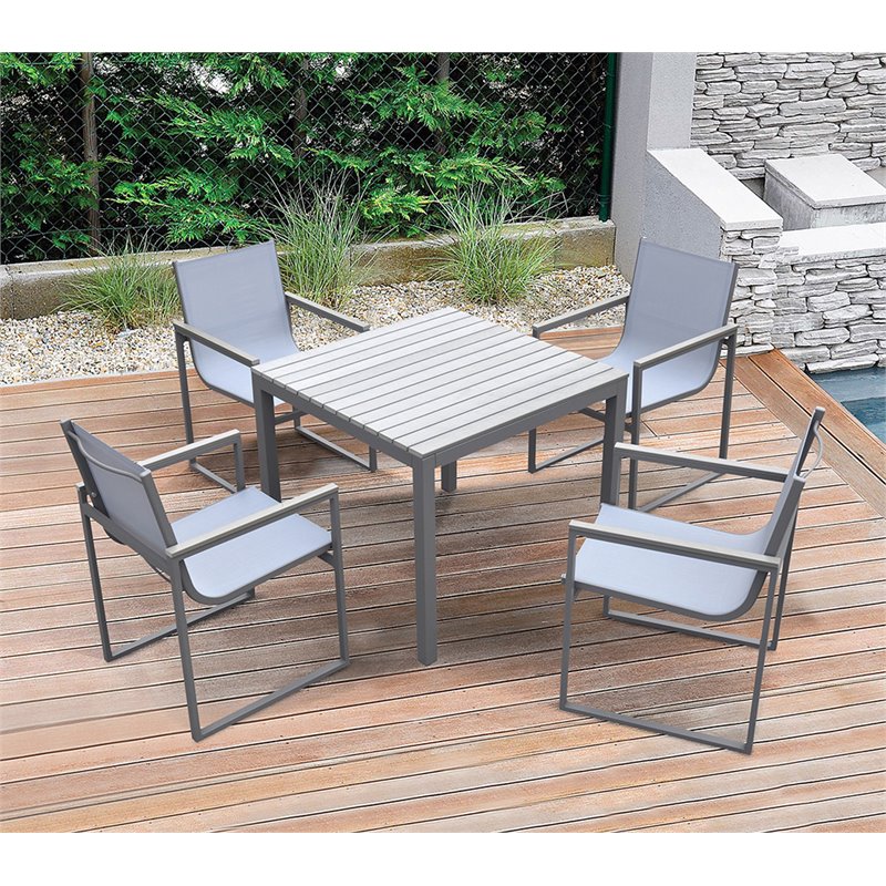 Hawthorne Collections Patio Dining Arm Chair In Gray Set Of 2 Hc 1773721