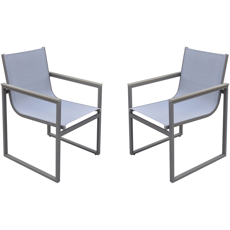 Hawthorne Collections Patio Dining Arm Chair In Gray Set Of 2 Hc 1773721