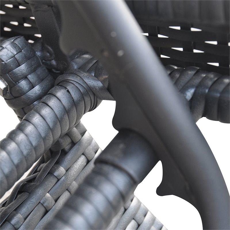 Hawthorne Collections Adjustable Patio Chaise Lounge in Black