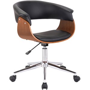 Hawthorne Collections Faux Leather Swivel Office Chair in Black