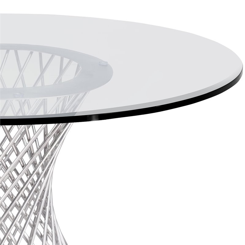 Hawthorne Collections Round Contemporary Stainless Steel Dining Table in Silver