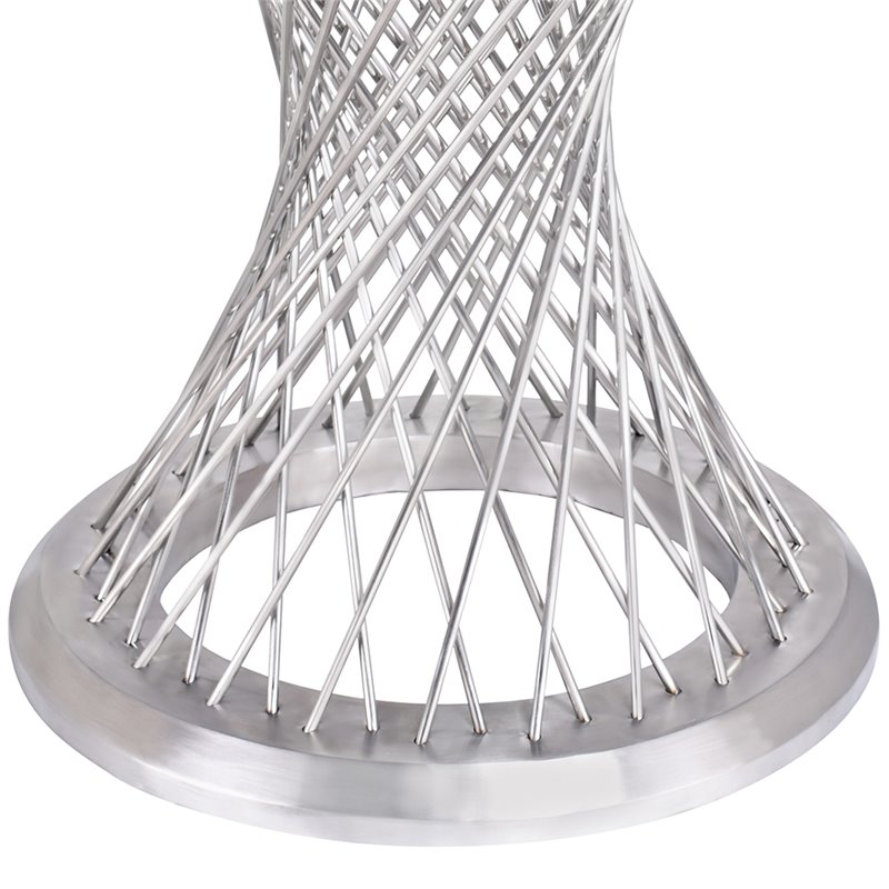 Hawthorne Collections Round Contemporary Stainless Steel Dining Table in Silver