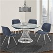 Hawthorne Collections Round Contemporary Stainless Steel Dining Table in Silver