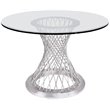 Hawthorne Collections Round Contemporary Stainless Steel Dining Table in Silver