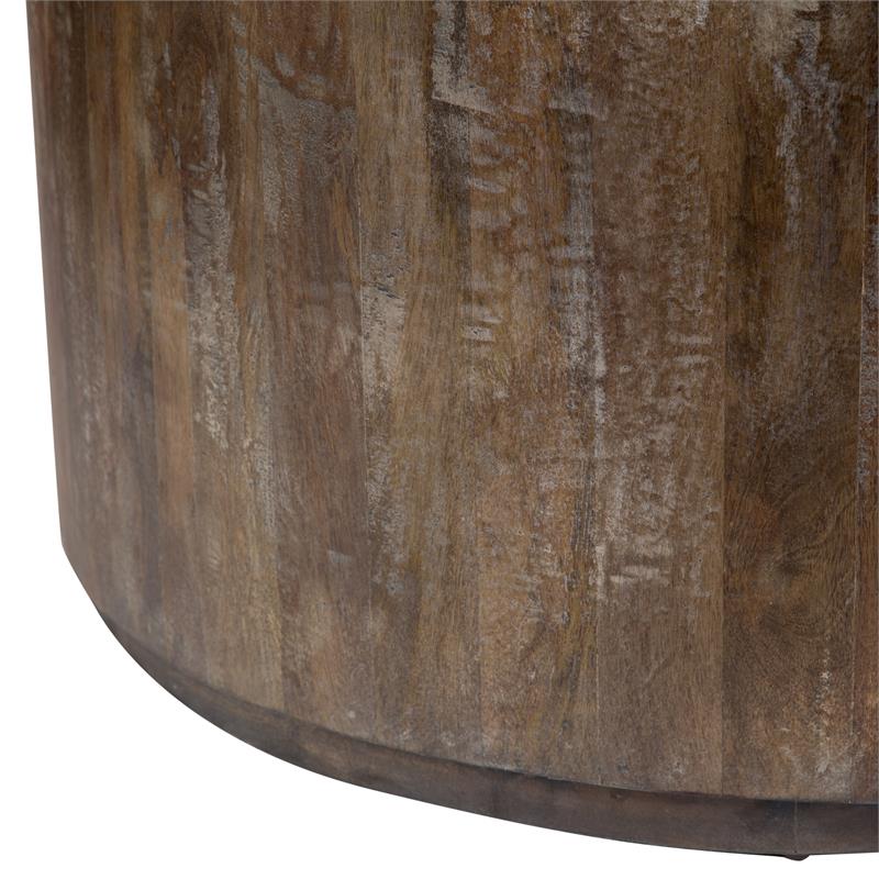 Hawthorne Collections Round Wood Coffee Table in Gray Wash/Espresso