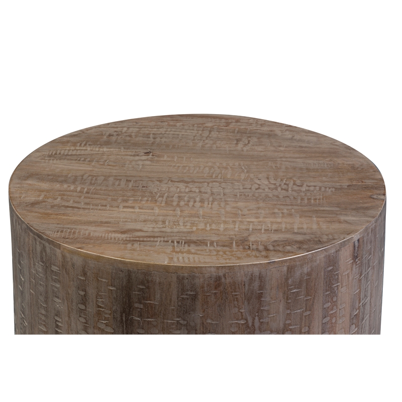 Hawthorne Collections Round Wood Coffee Table in Gray Wash/Espresso