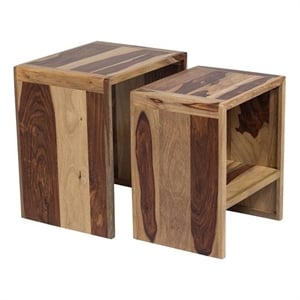 Sheesham Accents Solid Wood Set of 2 Nesting End Tables