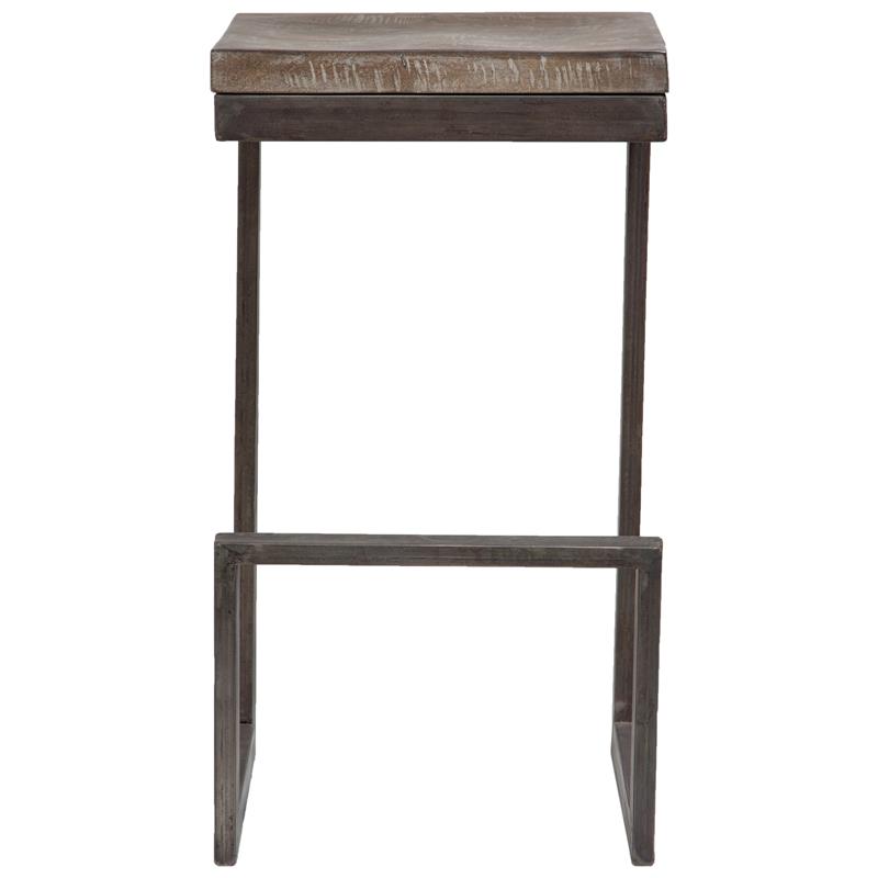 Cube Mango Wood & Architectural Metal Bar Stool
