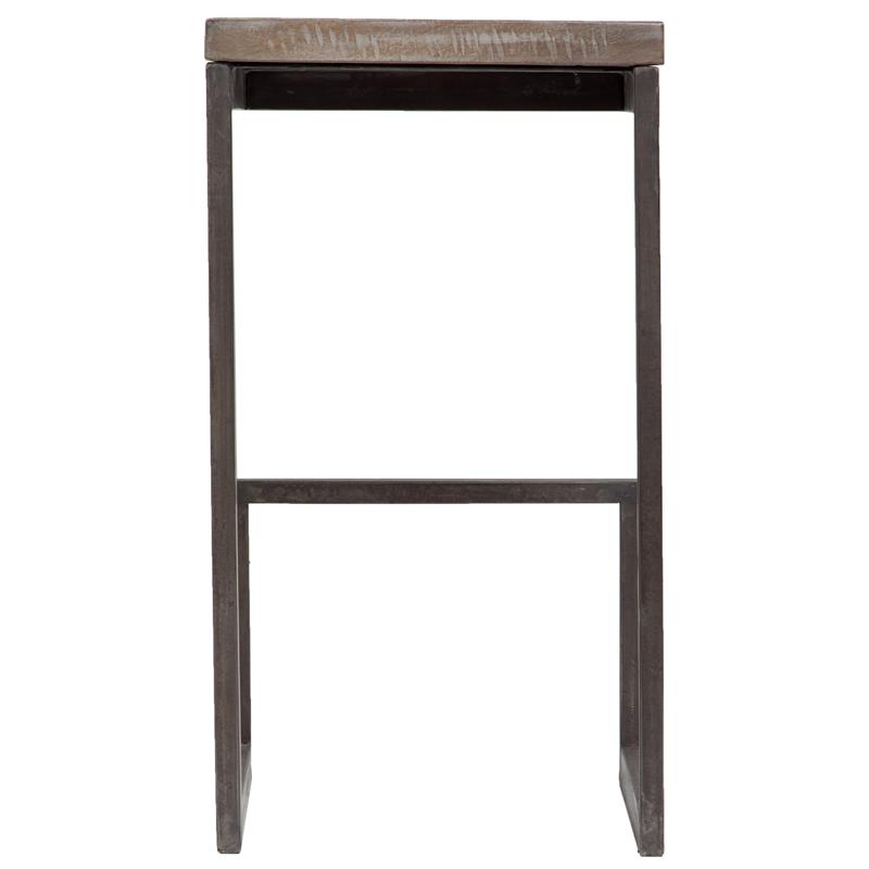 Cube Mango Wood & Architectural Metal Bar Stool