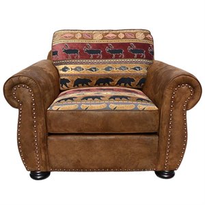 yellowstone wildlife pattern chair with nailhead trim