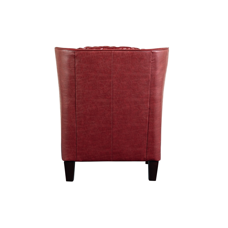 Hawthorne Collections Sussex Leather Accent Chair with Padded Cushions in Red