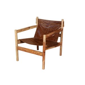 Hawthorne Collections Leather Sling Chair - Cognac Brown