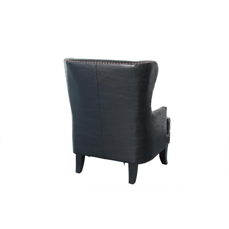Hawthorne Collections Barrow Leather Accent Chair with High Back in Black