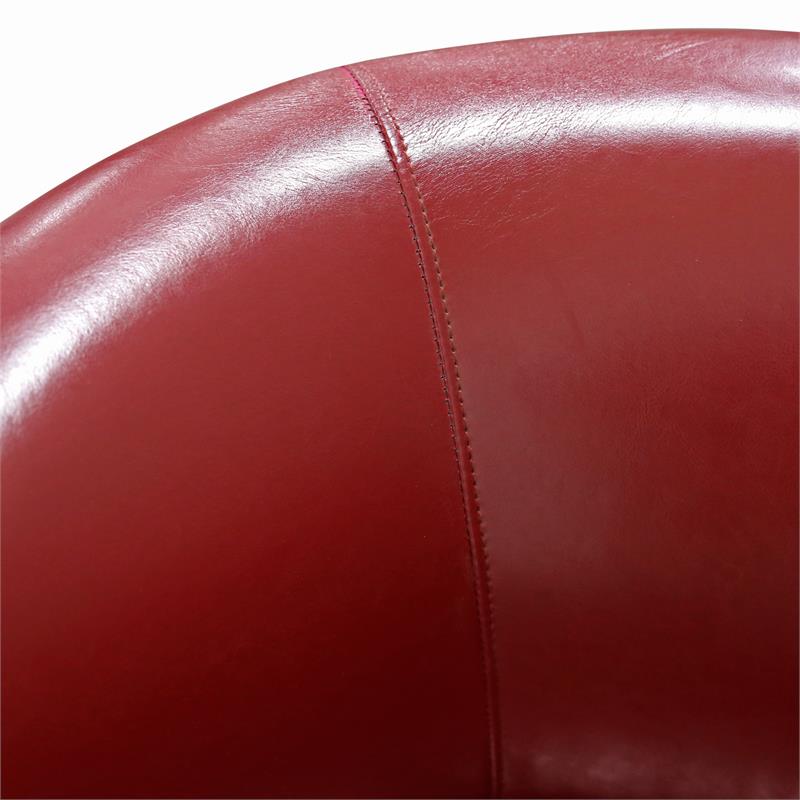 Hawthorne Collections Lowe Faux Leather Accent Chair with Barrel Back in Red
