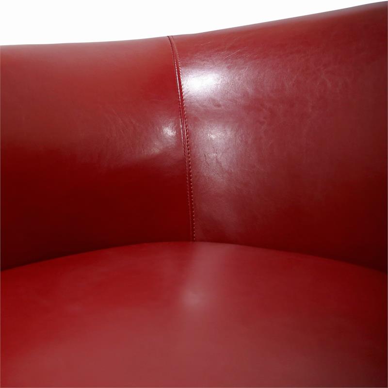 Hawthorne Collections Lowe Faux Leather Accent Chair with Barrel Back in Red
