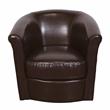Lowe Contemporary Leather-Look Swivel Accent Chair - Chocolate