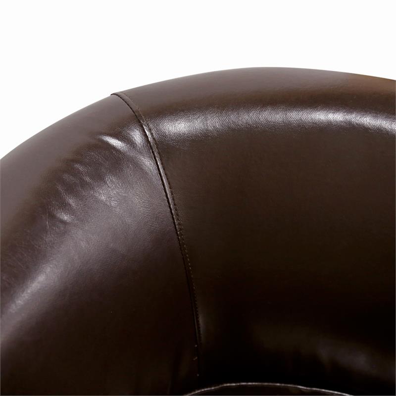 Lowe Contemporary Leather-Look Swivel Accent Chair - Chocolate