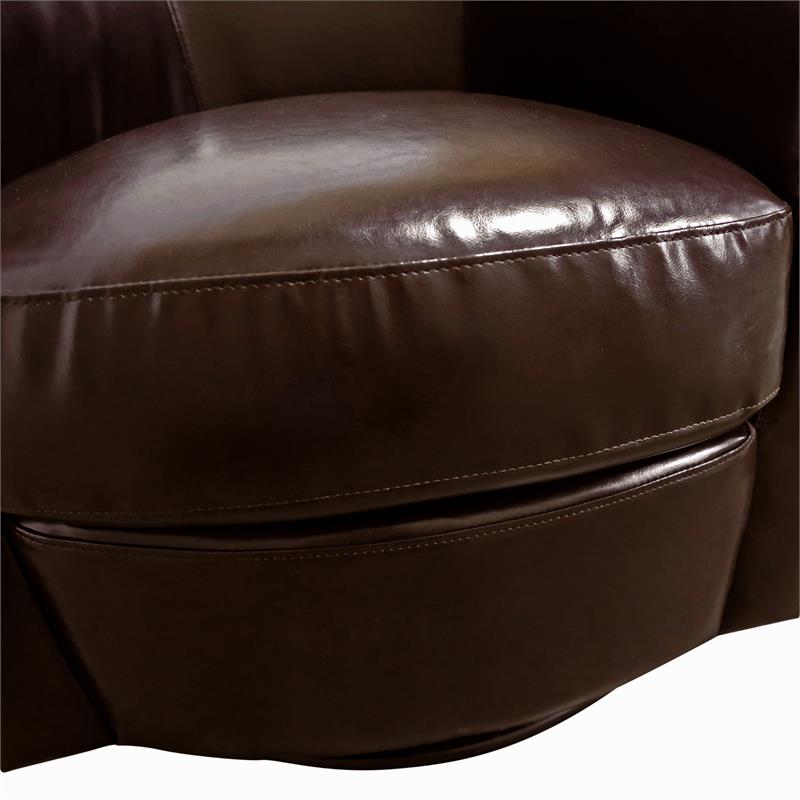 Lowe Contemporary Leather-Look Swivel Accent Chair - Chocolate