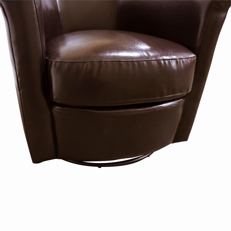 Lowe Contemporary Leather-Look Swivel Accent Chair - Chocolate