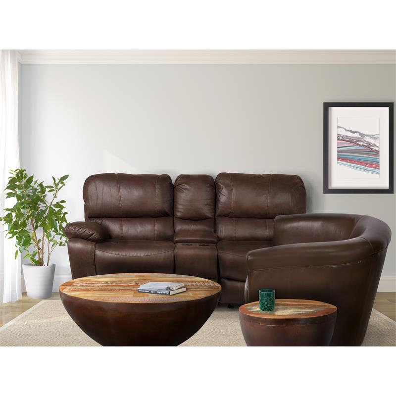 Lowe Contemporary Leather-Look Swivel Accent Chair - Chocolate