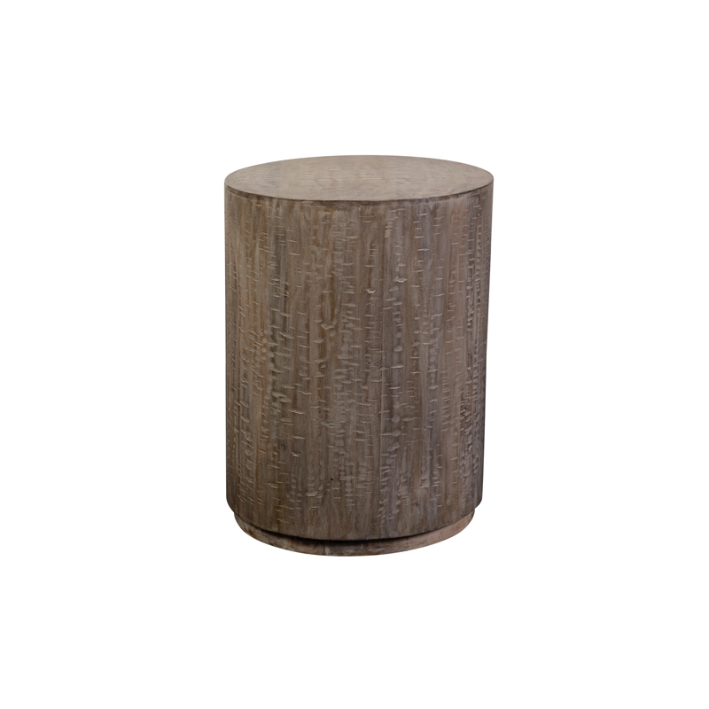 Hawthorne Collections Round Mango Wood End Table in Gray Wash