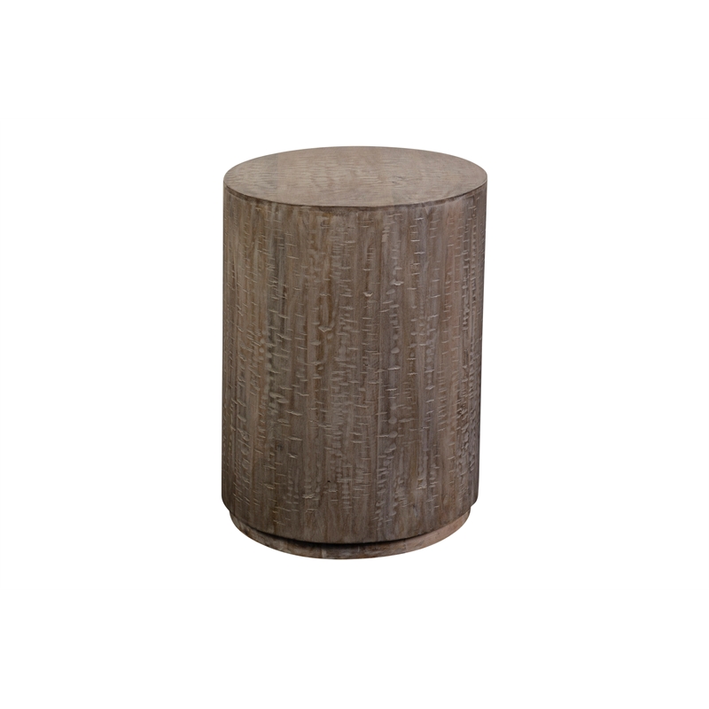 Hawthorne Collections Round Mango Wood End Table in Gray Wash