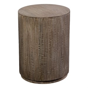Hawthorne Collections Round Mango Wood End Table in Gray Wash