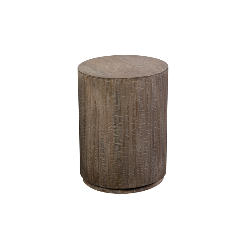 Hawthorne Collections Round Mango Wood End Table in Gray Wash