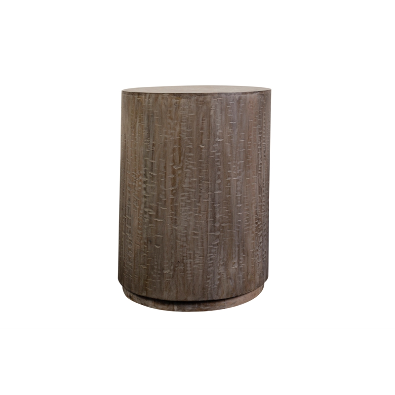 Hawthorne Collections Round Mango Wood End Table in Gray Wash