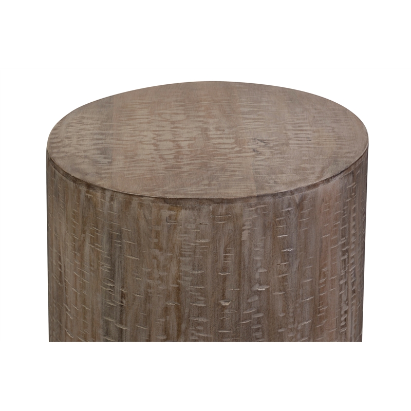 Hawthorne Collections Round Mango Wood End Table in Gray Wash